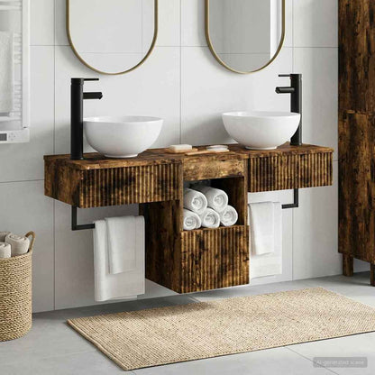 vidaXL Bathroom Furniture Set 3 pcs Smoked Oak Engineered Wood 1