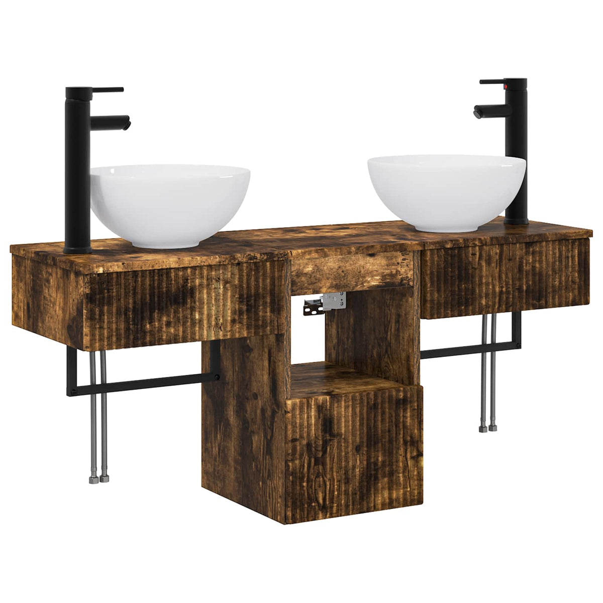 vidaXL Bathroom Furniture Set 3 pcs Smoked Oak Engineered Wood 2