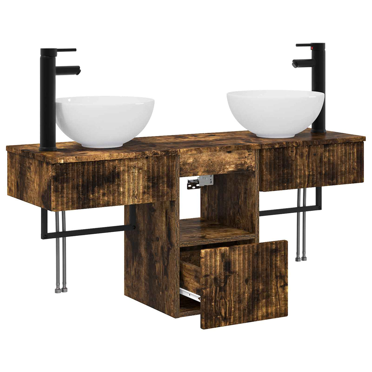 vidaXL Bathroom Furniture Set 3 pcs Smoked Oak Engineered Wood 4