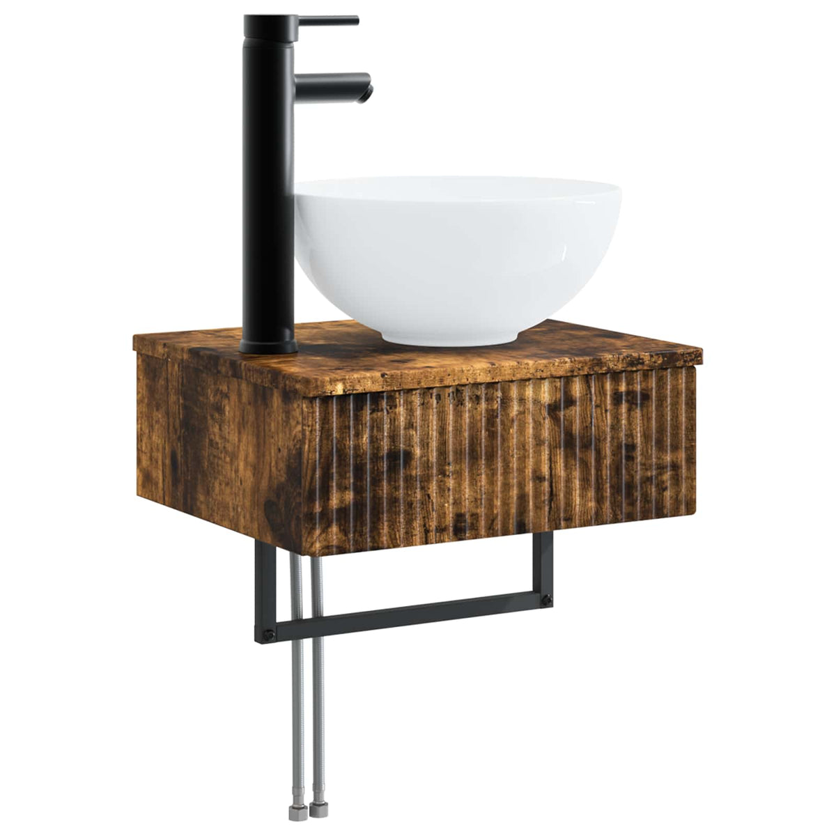 vidaXL Bathroom Furniture Set 3 pcs Smoked Oak Engineered Wood 5