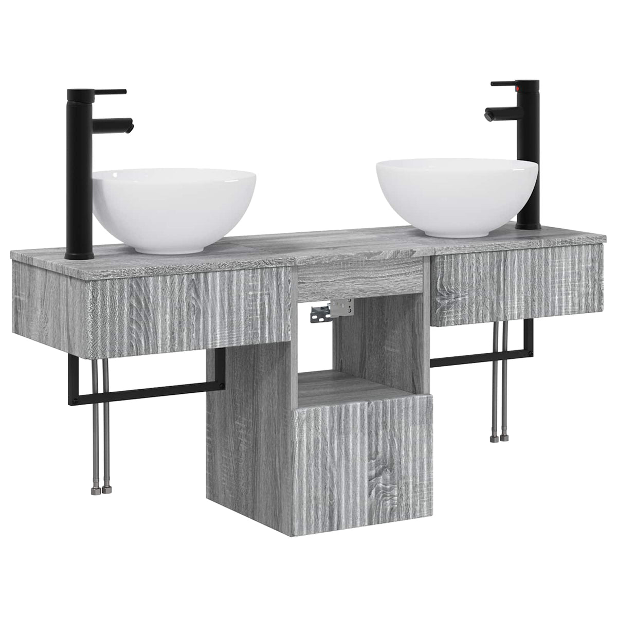 vidaXL Bathroom Furniture Set 3 pcs Grey Sonoma Engineered Wood 2