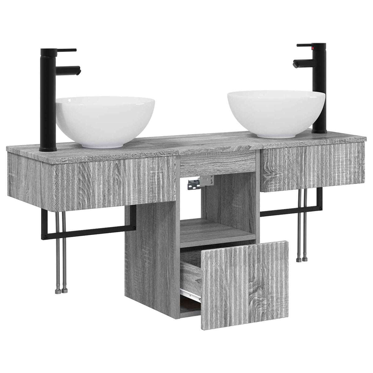 vidaXL Bathroom Furniture Set 3 pcs Grey Sonoma Engineered Wood 4