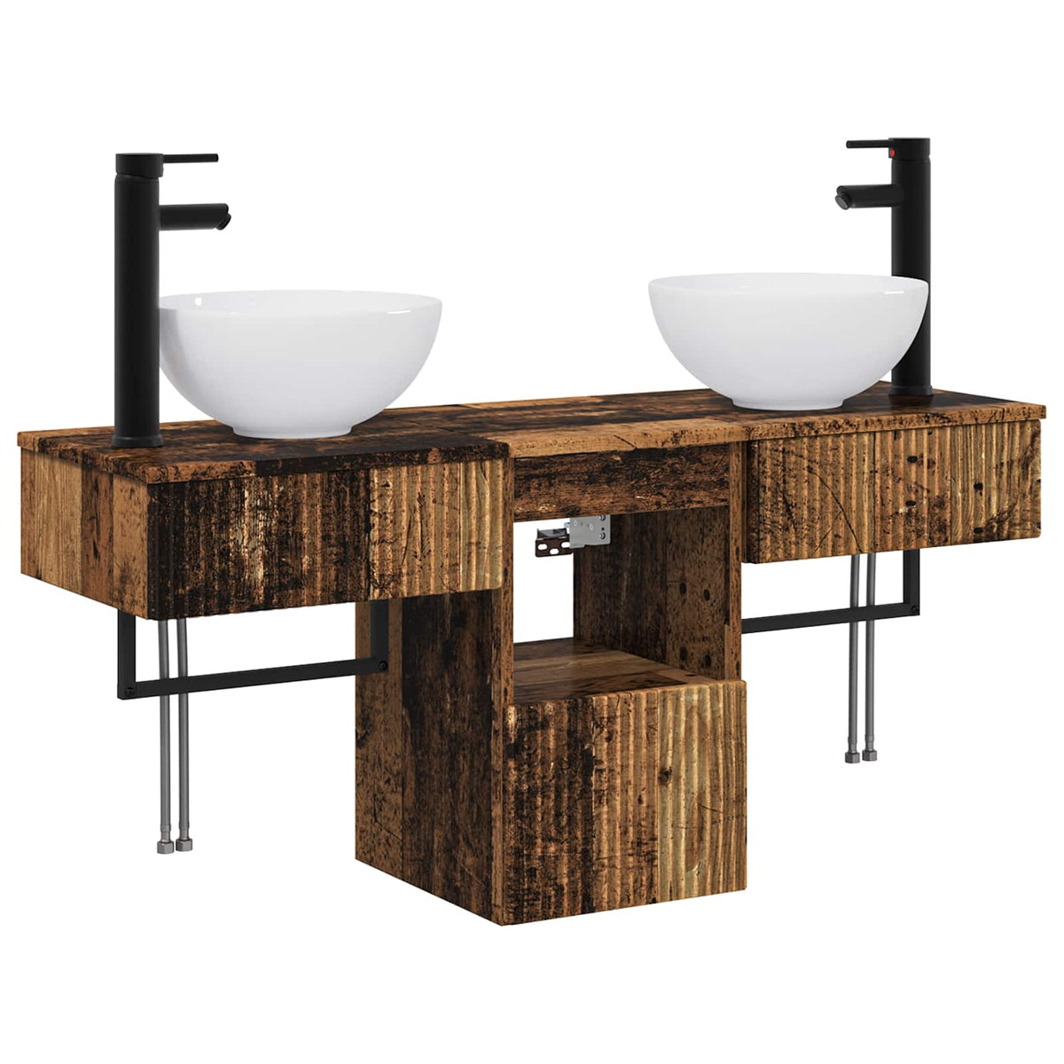 vidaXL Bathroom Furniture Set 3 pcs Old Wood Engineered Wood 2