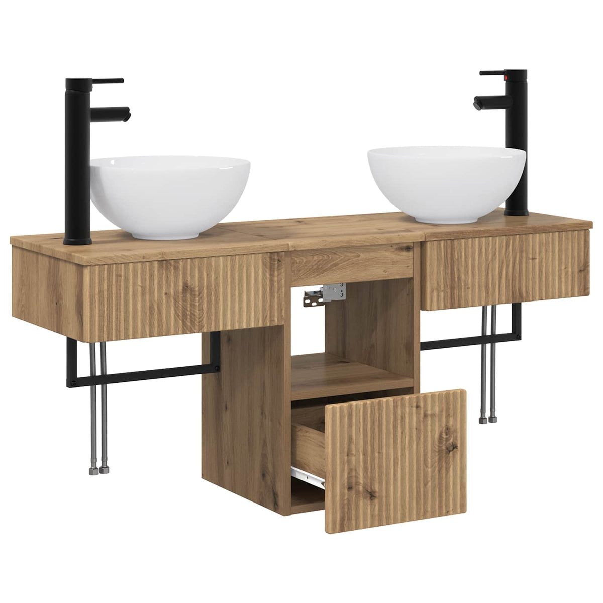 vidaXL Bathroom Furniture Set 3 pcs Artisan Oak Engineered Wood 4