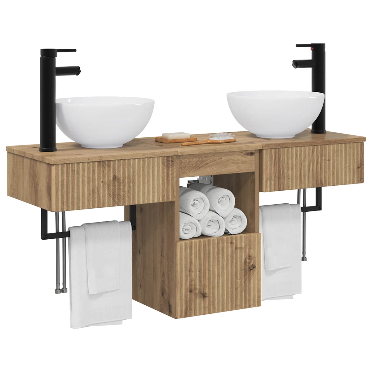 vidaXL Bathroom Furniture Set 3 pcs Artisan Oak Engineered Wood 3