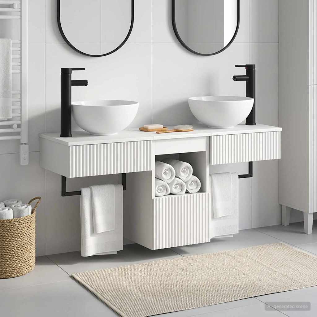 vidaXL Bathroom Furniture Set 3 pcs White Engineered Wood 1