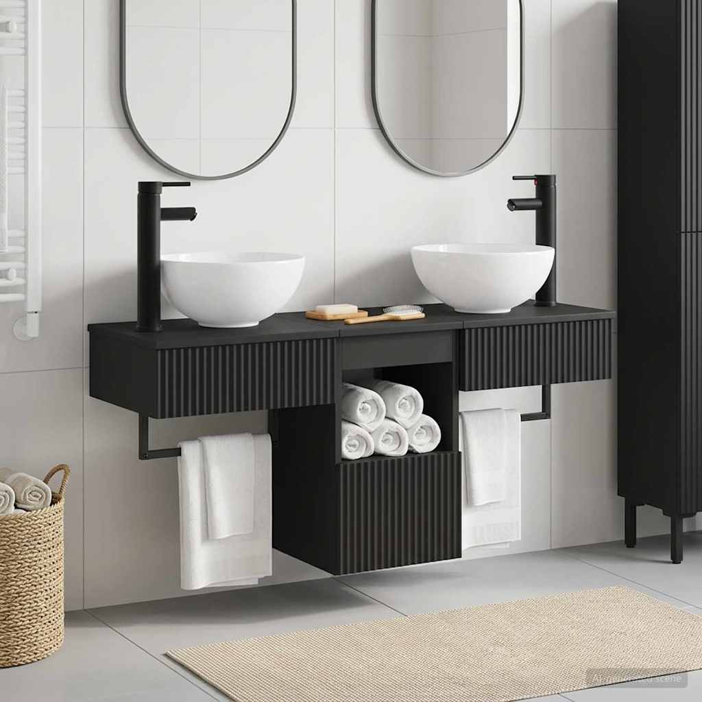 Bathroom Cabinet Set 3 pcs 40 x 41 x 56 cm Black