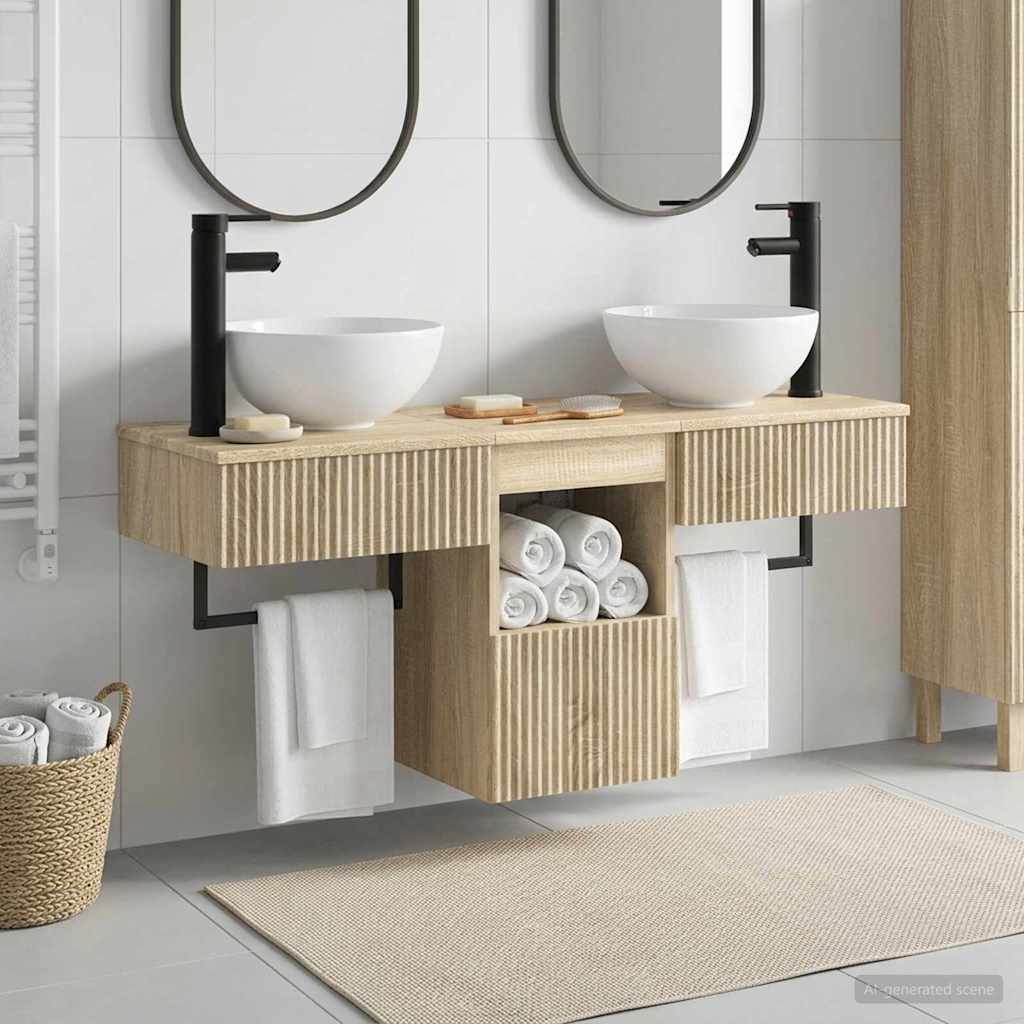 vidaXL Bathroom Furniture Set 3 pcs Sonoma Oak Engineered Wood 1