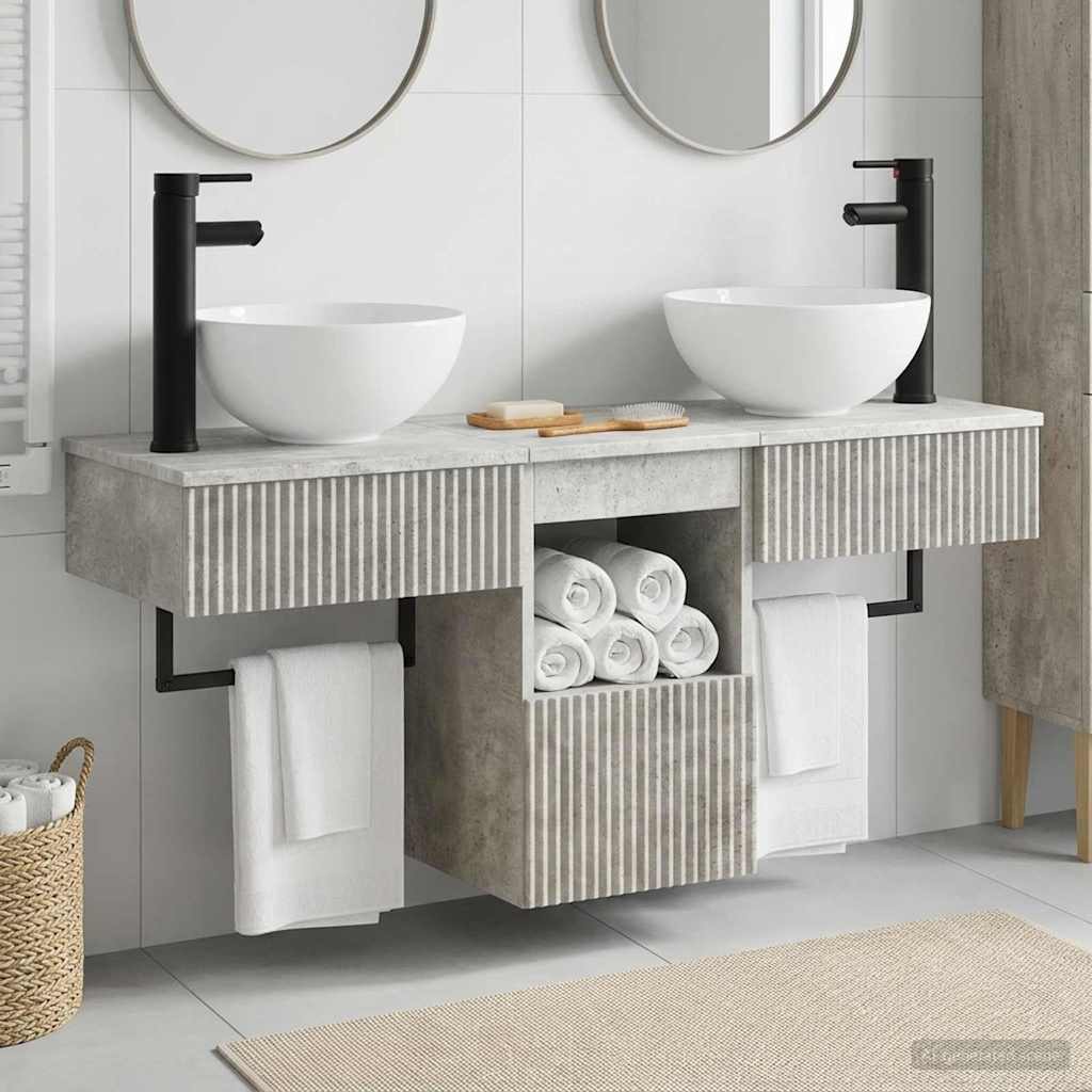 vidaXL Bathroom Furniture Set 3 pcs Concrete Grey Engineered Wood 1