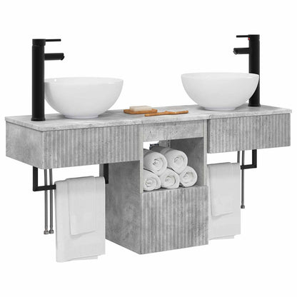 vidaXL Bathroom Furniture Set 3 pcs Concrete Grey Engineered Wood 3