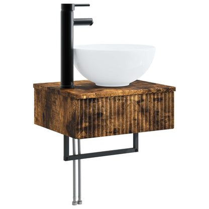 vidaXL Bathroom Furniture Set 3 pcs Smoked Oak Engineered Wood 5