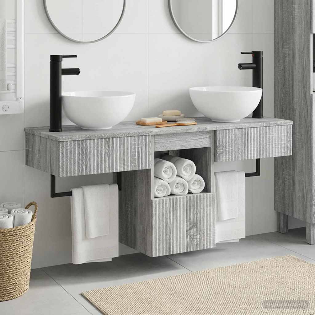 vidaXL Bathroom Furniture Set 3 pcs Grey Sonoma Engineered Wood 1