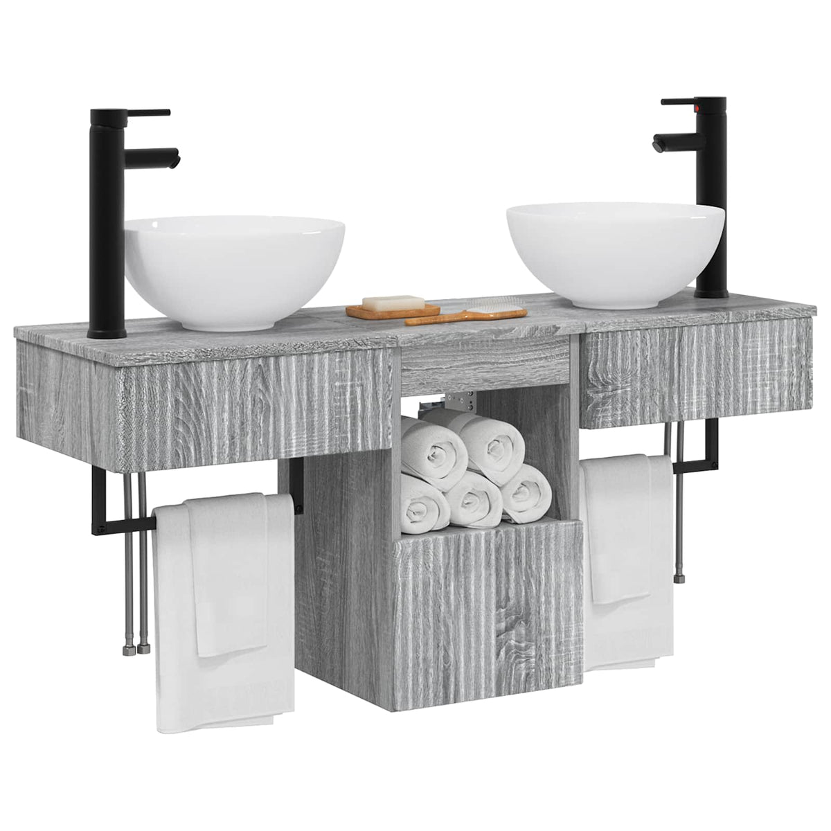 vidaXL Bathroom Furniture Set 3 pcs Grey Sonoma Engineered Wood 3