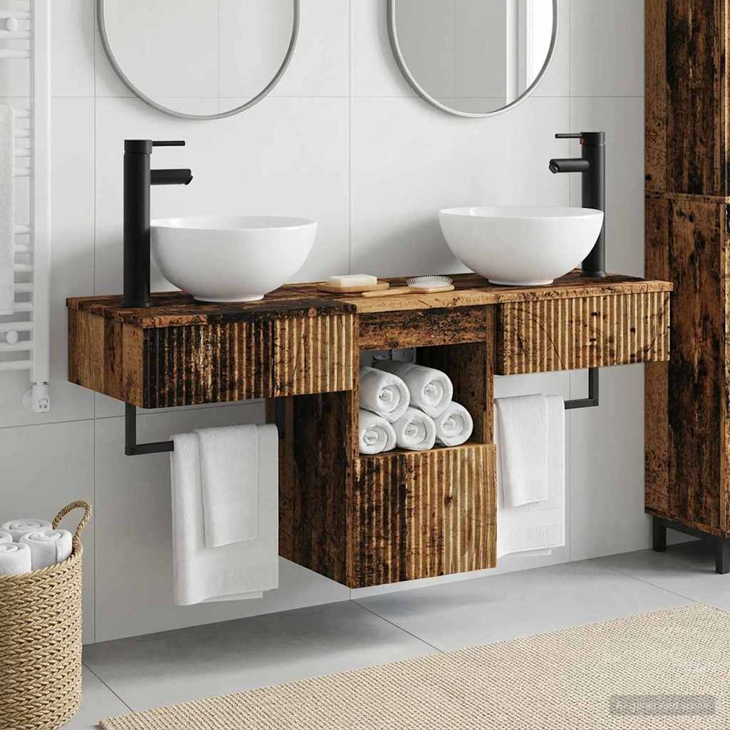 vidaXL Bathroom Furniture Set 3 pcs Old Wood Engineered Wood 1