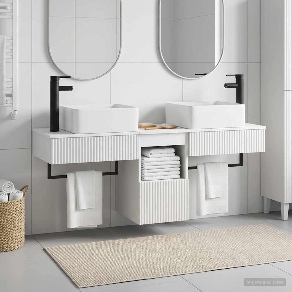 vidaXL Bathroom Furniture Set 3 pcs White Engineered Wood 1