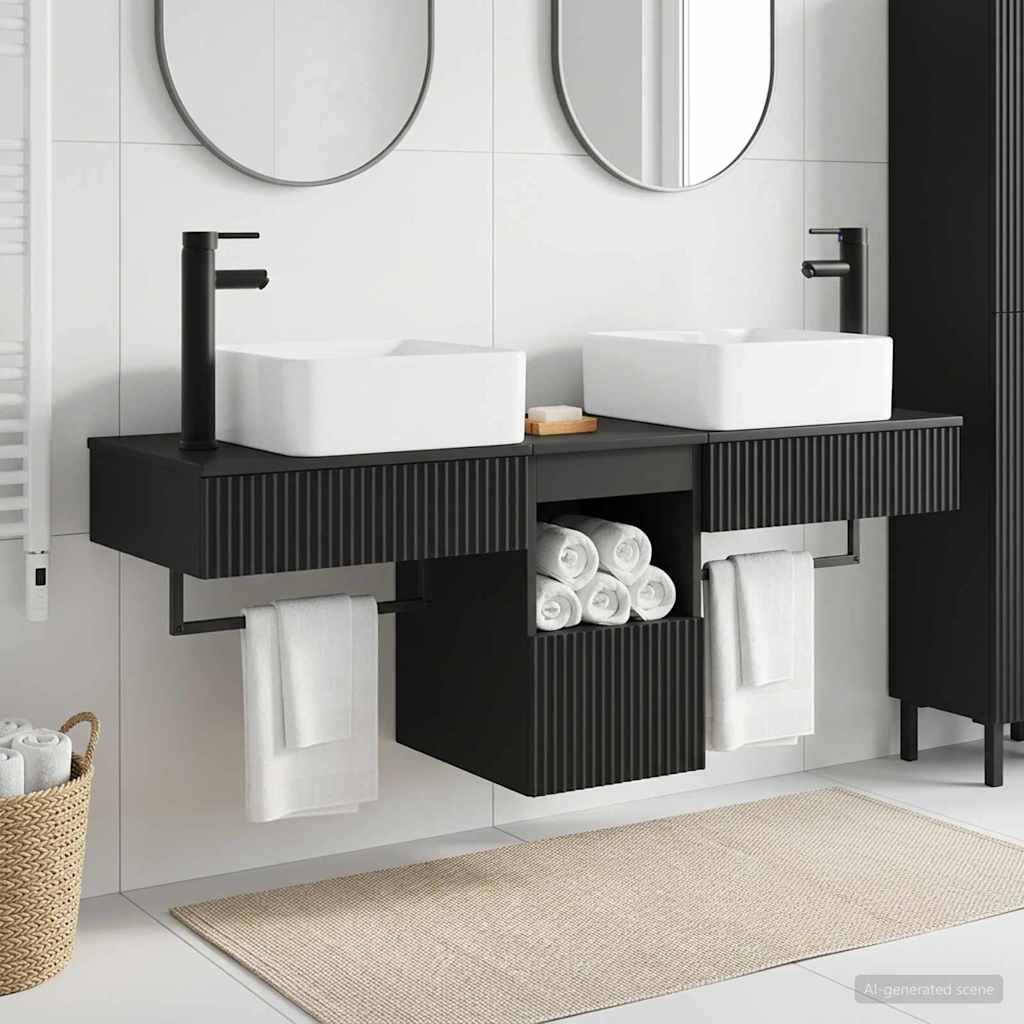 vidaXL Bathroom Furniture Set 3 pcs Black Engineered Wood 1