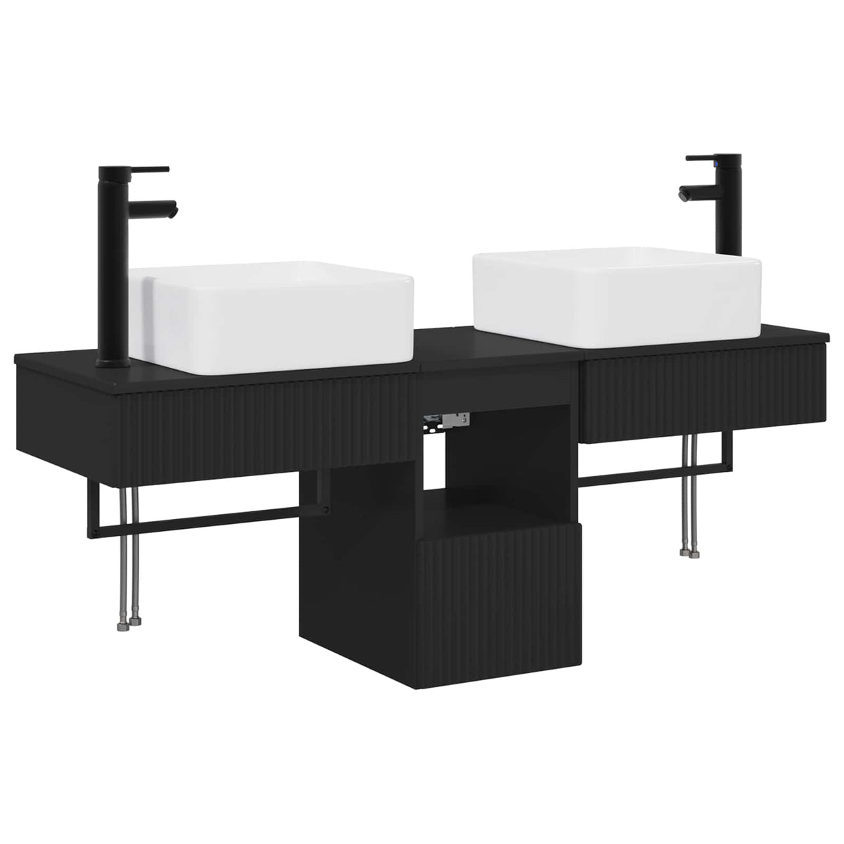 vidaXL Bathroom Furniture Set 3 pcs Black Engineered Wood 2