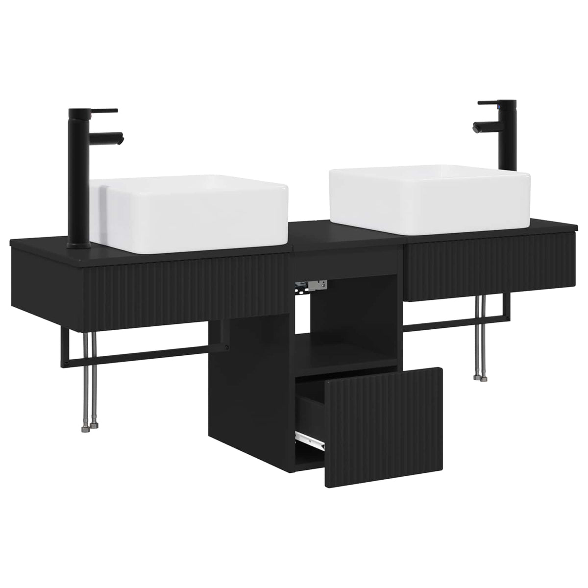 vidaXL Bathroom Furniture Set 3 pcs Black Engineered Wood 4