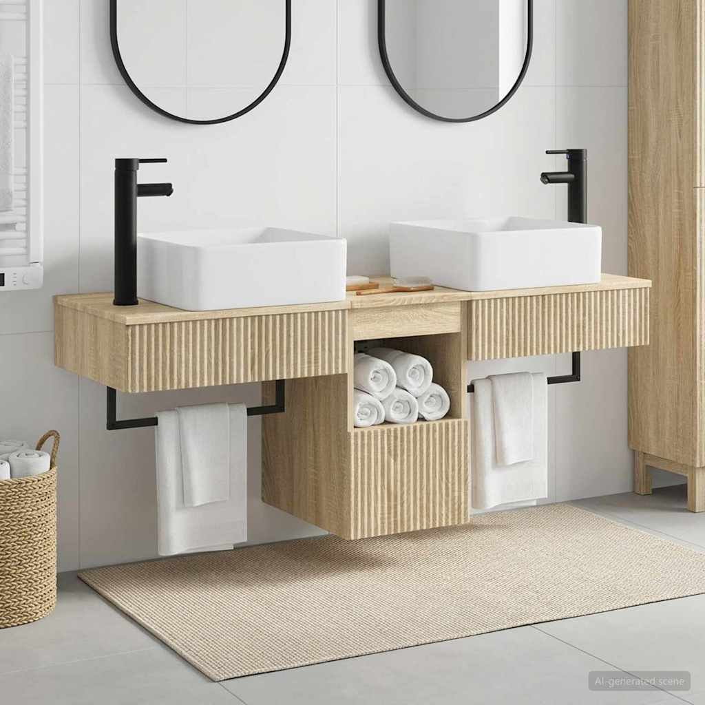 vidaXL Bathroom Furniture Set 3 pcs Sonoma Oak Engineered Wood 1