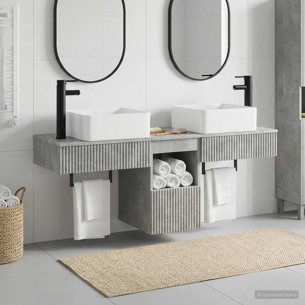 vidaXL Bathroom Furniture Set 3 pcs Concrete Grey Engineered Wood 1