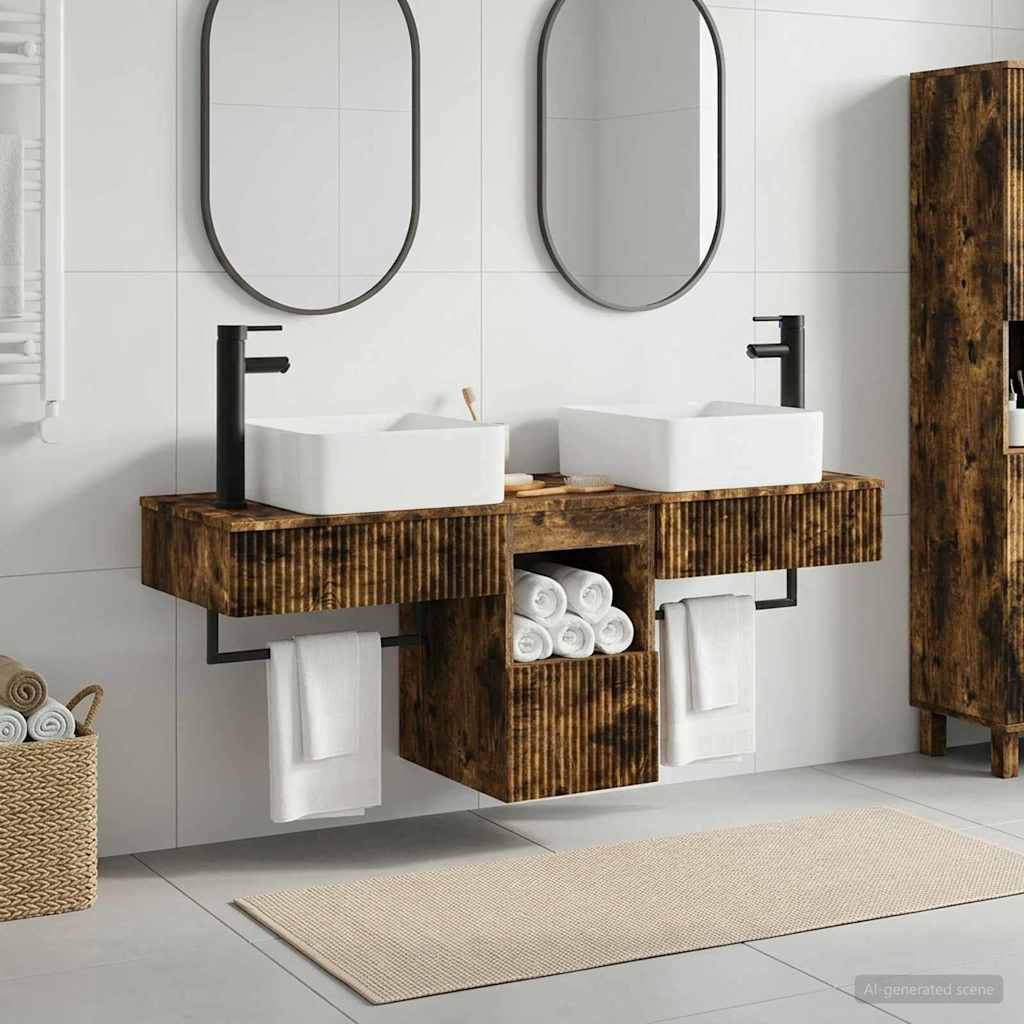vidaXL Bathroom Furniture Set 3 pcs Smoked Oak Engineered Wood 1