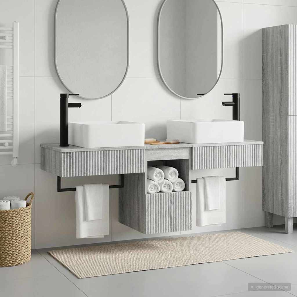 vidaXL Bathroom Furniture Set 3 pcs Grey Sonoma Engineered Wood 1
