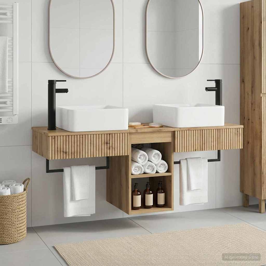 vidaXL Bathroom Furniture Set 3 pcs Artisan Oak Engineered Wood 1