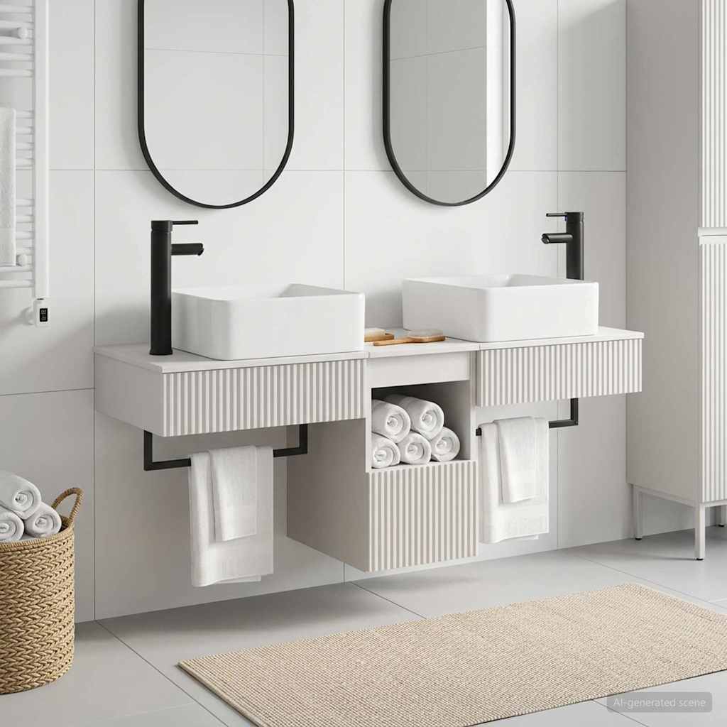 vidaXL Bathroom Cabinet Set 3 pcs White 136 x 35 x 80 cm 1