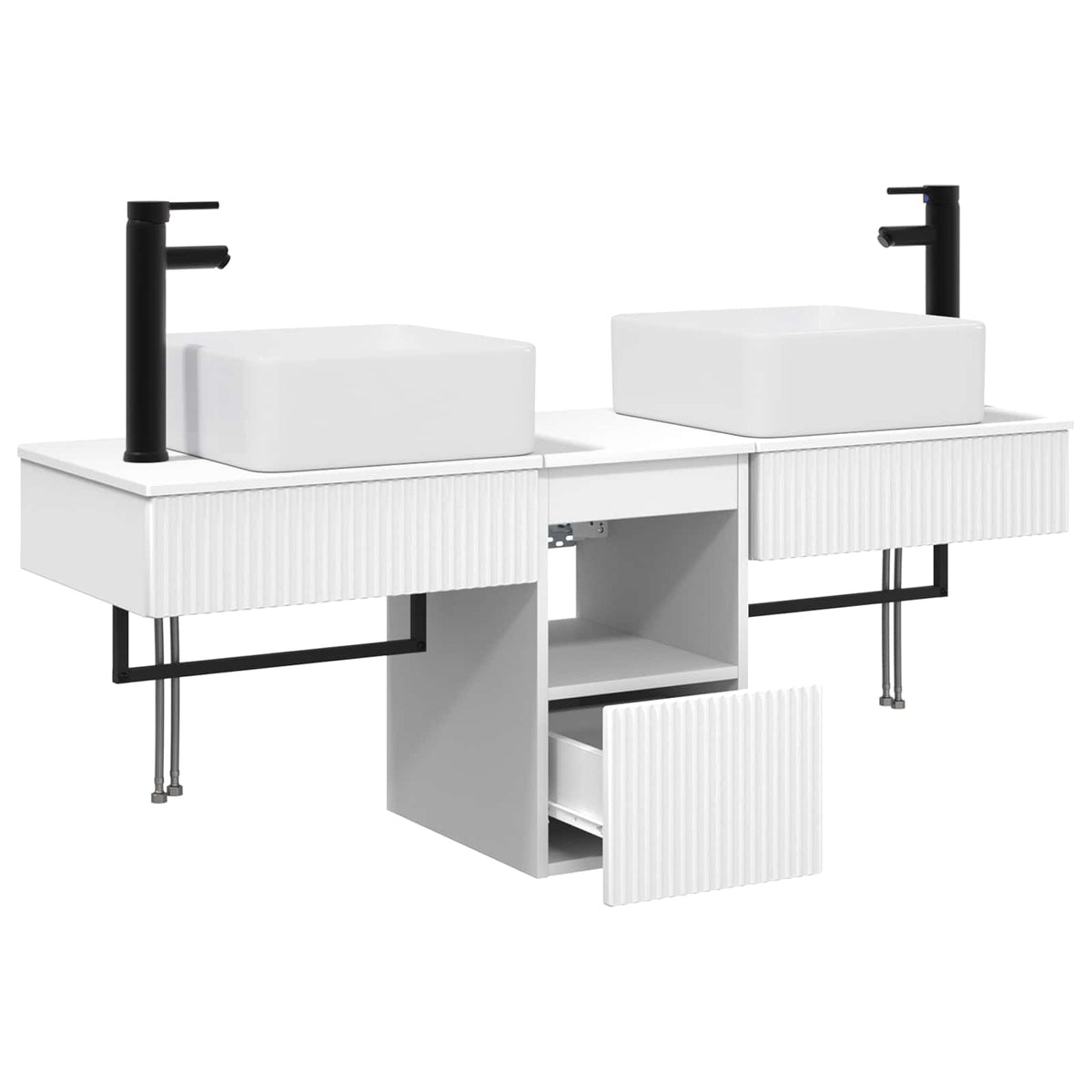 vidaXL Bathroom Cabinet Set 3 pcs White 136 x 35 x 80 cm 4