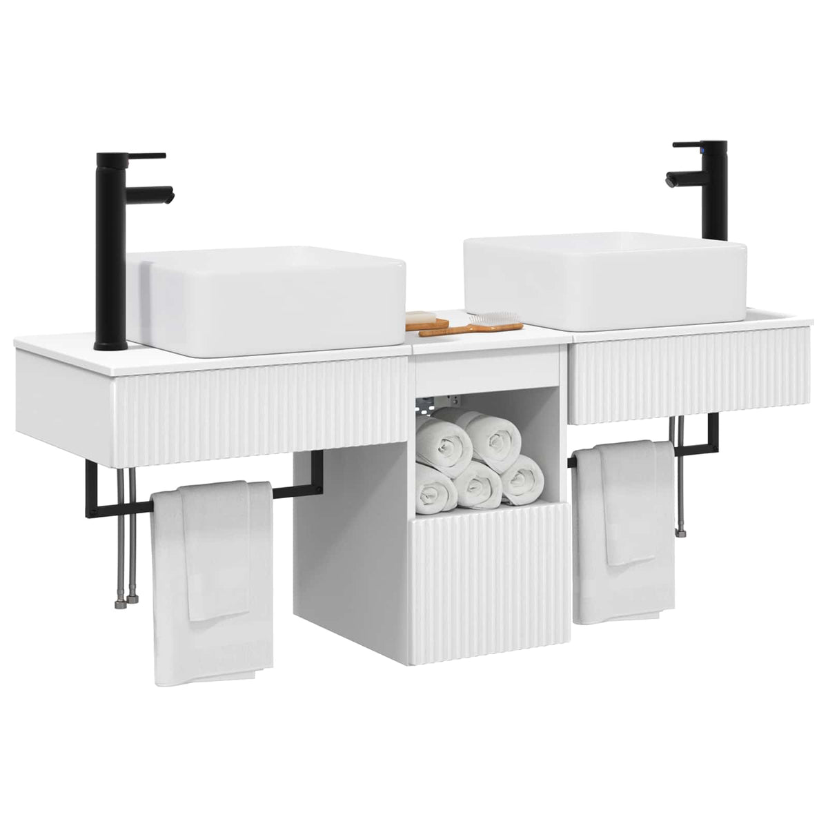 vidaXL Bathroom Cabinet Set 3 pcs White 136 x 35 x 80 cm 3