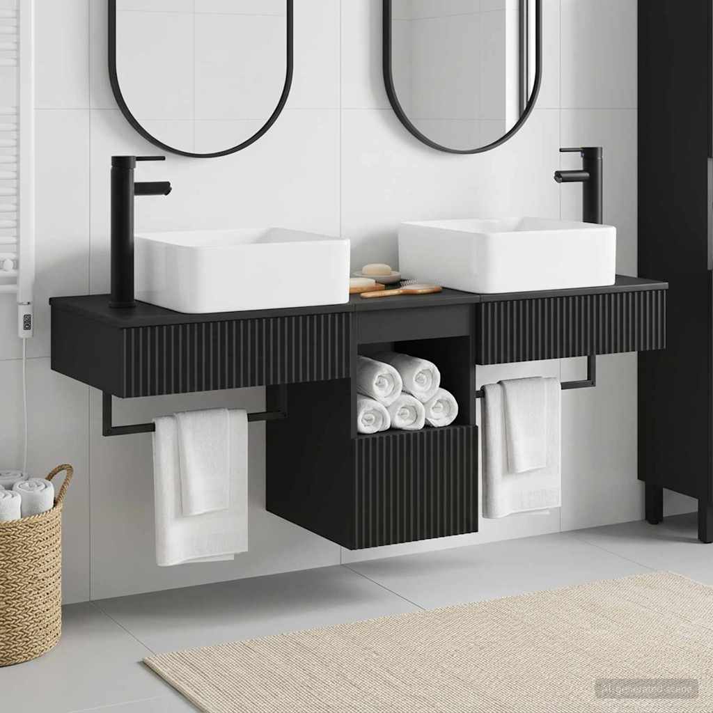 vidaXL Bathroom Cabinet Set 3 pcs Black 136 x 35 x 80 cm 1