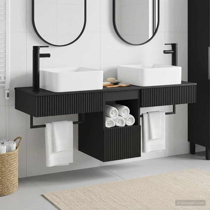 vidaXL Bathroom Cabinet Set 3 pcs Black 136 x 35 x 80 cm 1