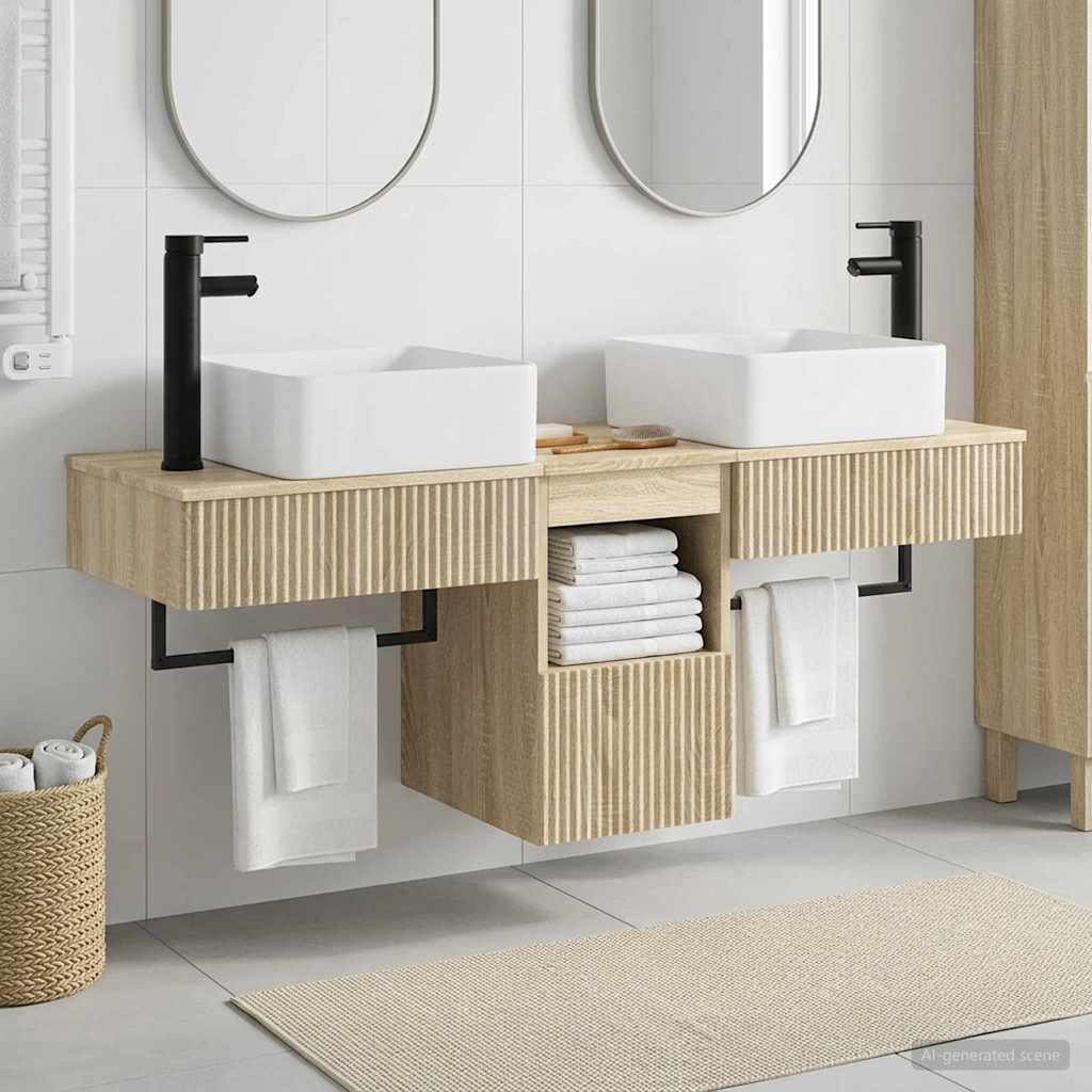 vidaXL Bathroom Cabinet Set 3 pcs Sonoma Oak 136 x 35 x 80 cm 1