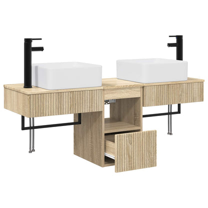 vidaXL Bathroom Cabinet Set 3 pcs Sonoma Oak 136 x 35 x 80 cm 4