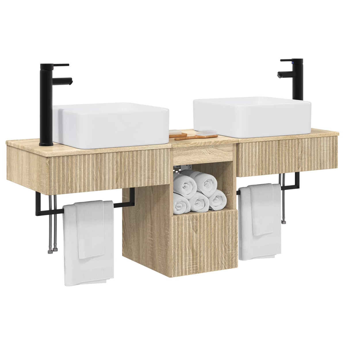 vidaXL Bathroom Cabinet Set 3 pcs Sonoma Oak 136 x 35 x 80 cm 3