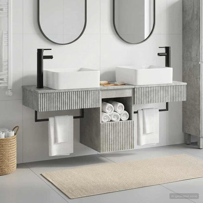 vidaXL Bathroom Cabinet Set 3 pcs Concrete Grey 136 x 35 x 80 cm 1