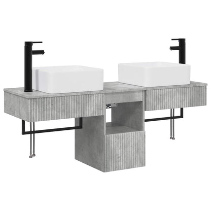 vidaXL Bathroom Cabinet Set 3 pcs Concrete Grey 136 x 35 x 80 cm 2