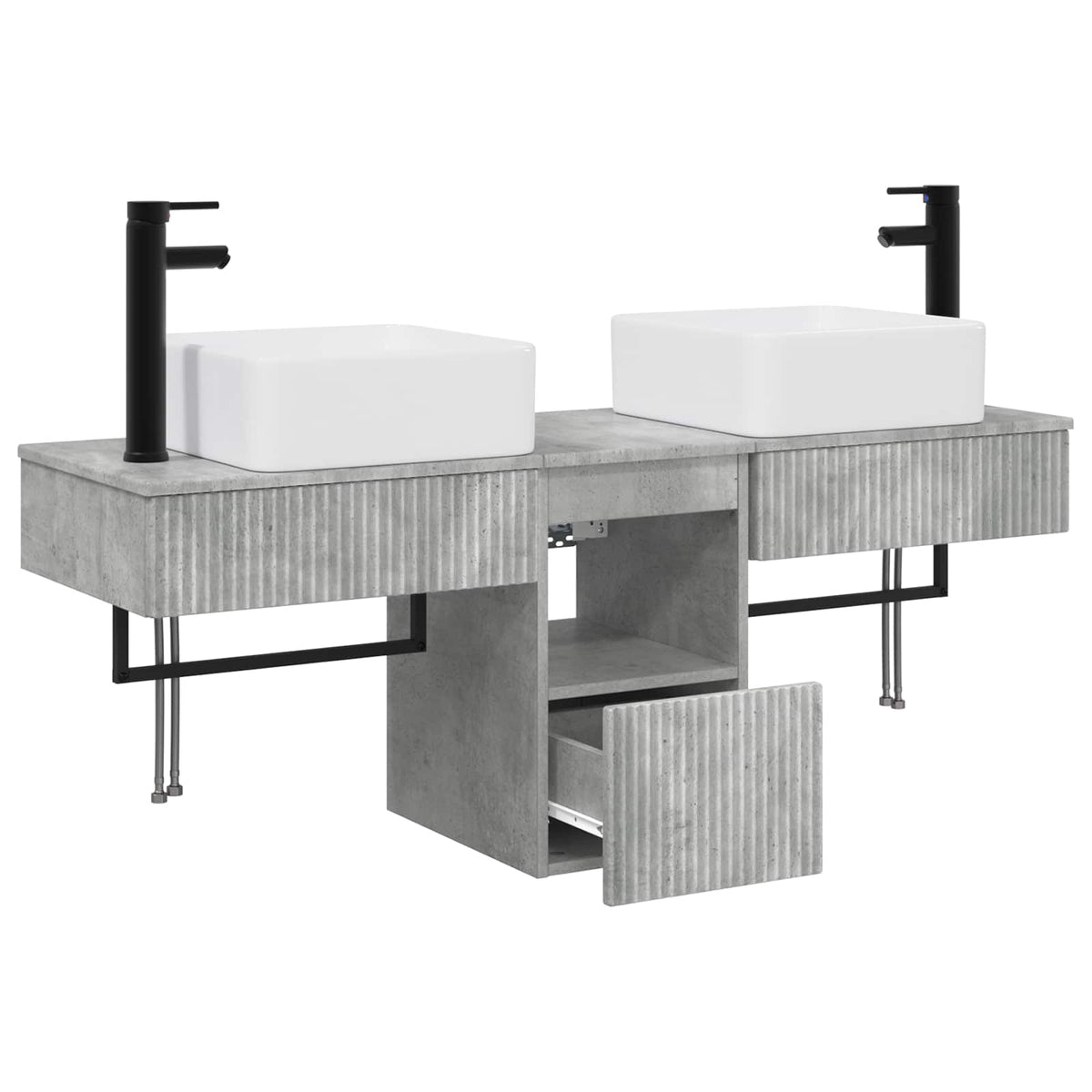 vidaXL Bathroom Cabinet Set 3 pcs Concrete Grey 136 x 35 x 80 cm 4