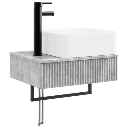 vidaXL Bathroom Cabinet Set 3 pcs Concrete Grey 136 x 35 x 80 cm 5