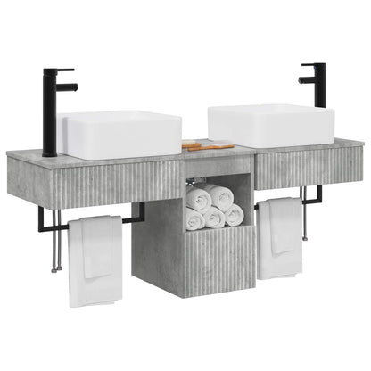 vidaXL Bathroom Cabinet Set 3 pcs Concrete Grey 136 x 35 x 80 cm 3