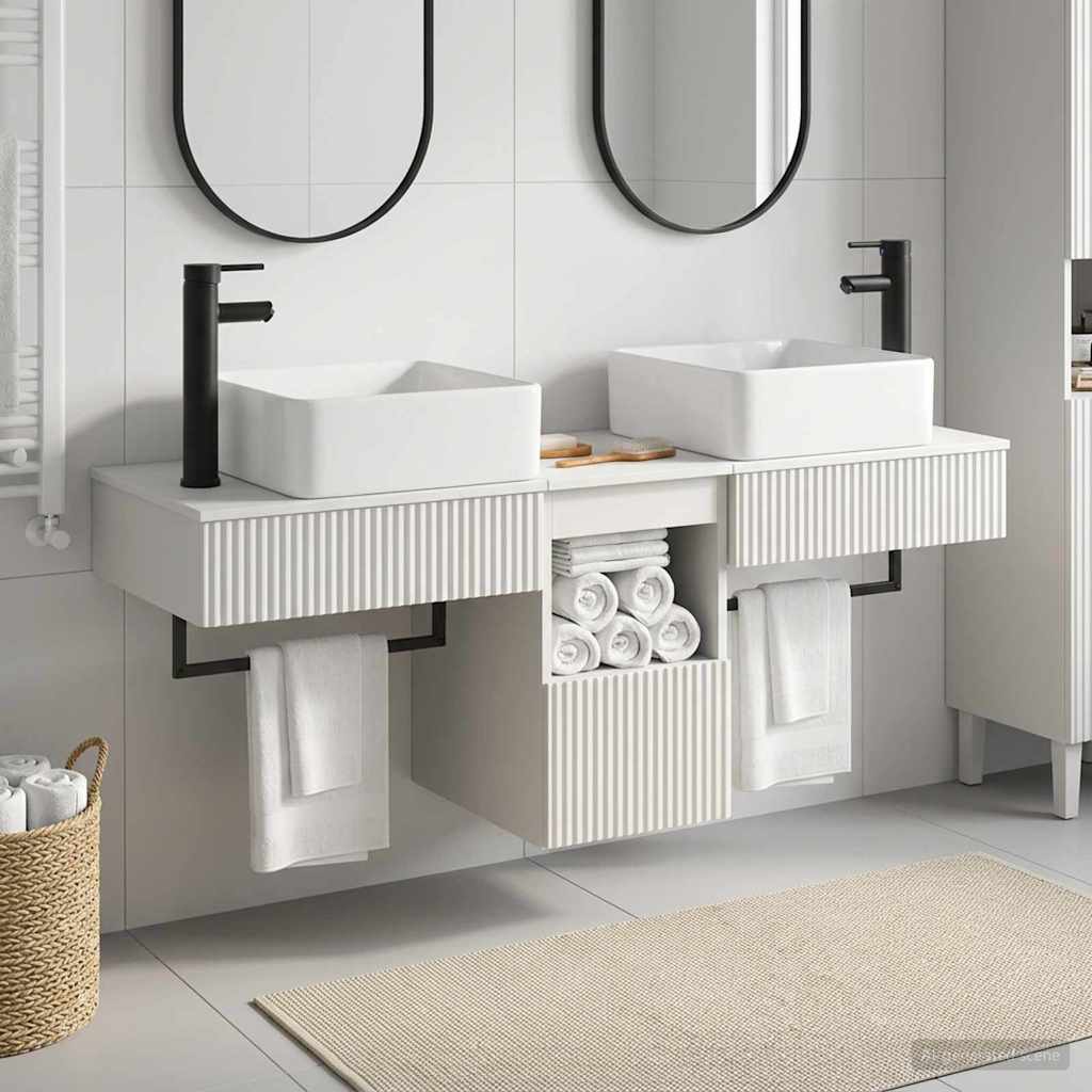 vidaXL Bathroom Cabinet Set 3 pcs High Gloss White 136 x 35 x 80 cm 1
