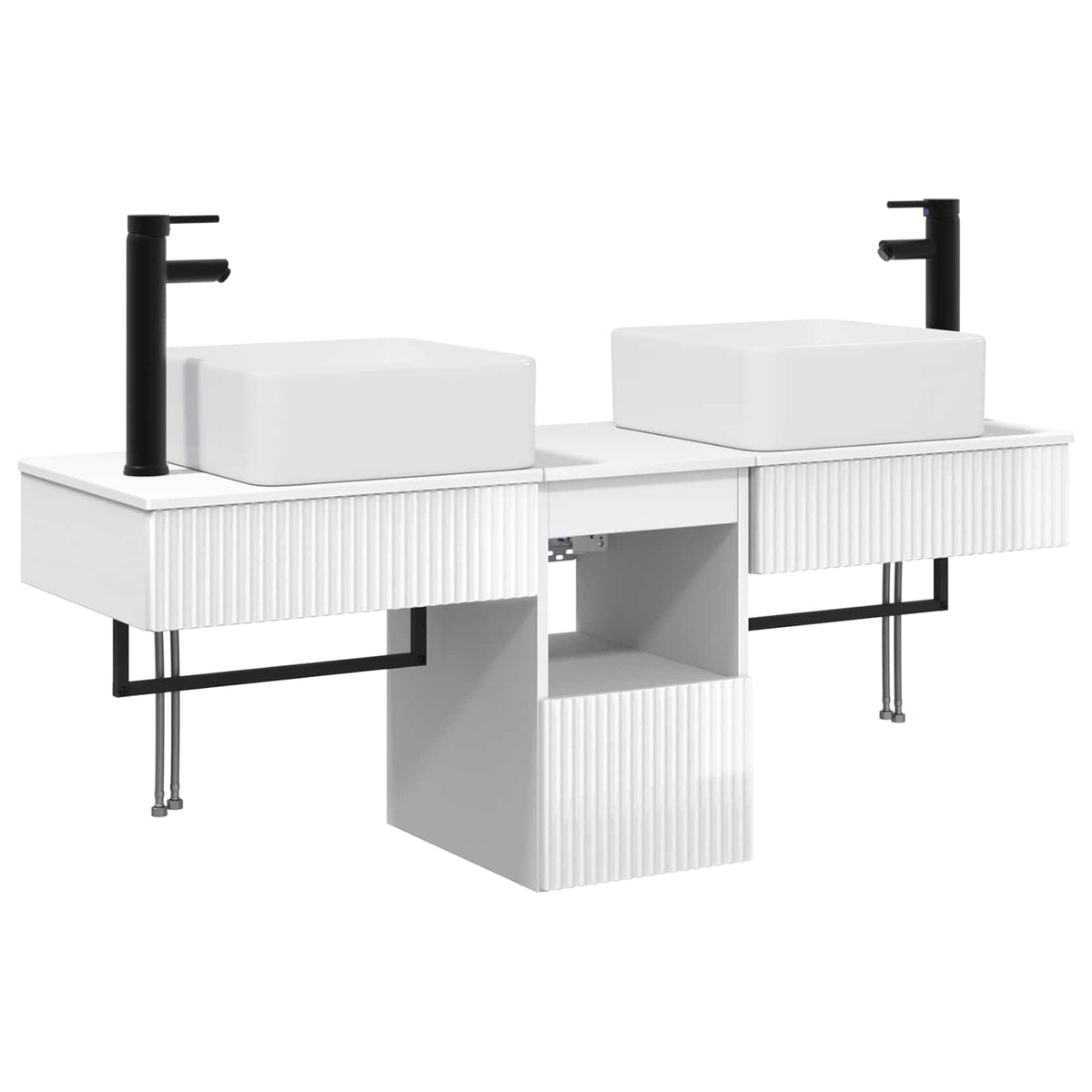 vidaXL Bathroom Cabinet Set 3 pcs High Gloss White 136 x 35 x 80 cm 2