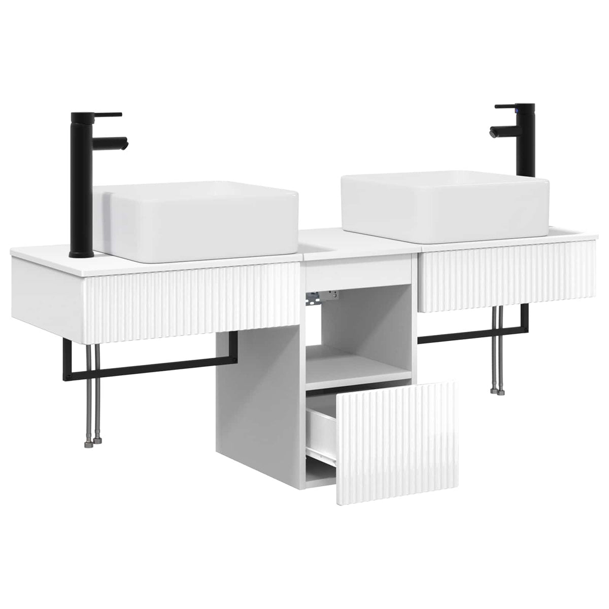 vidaXL Bathroom Cabinet Set 3 pcs High Gloss White 136 x 35 x 80 cm 4