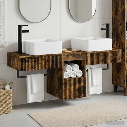 vidaXL Bathroom Cabinet Set 3 pcs Smoked Oak 136 x 35 x 80 cm 1