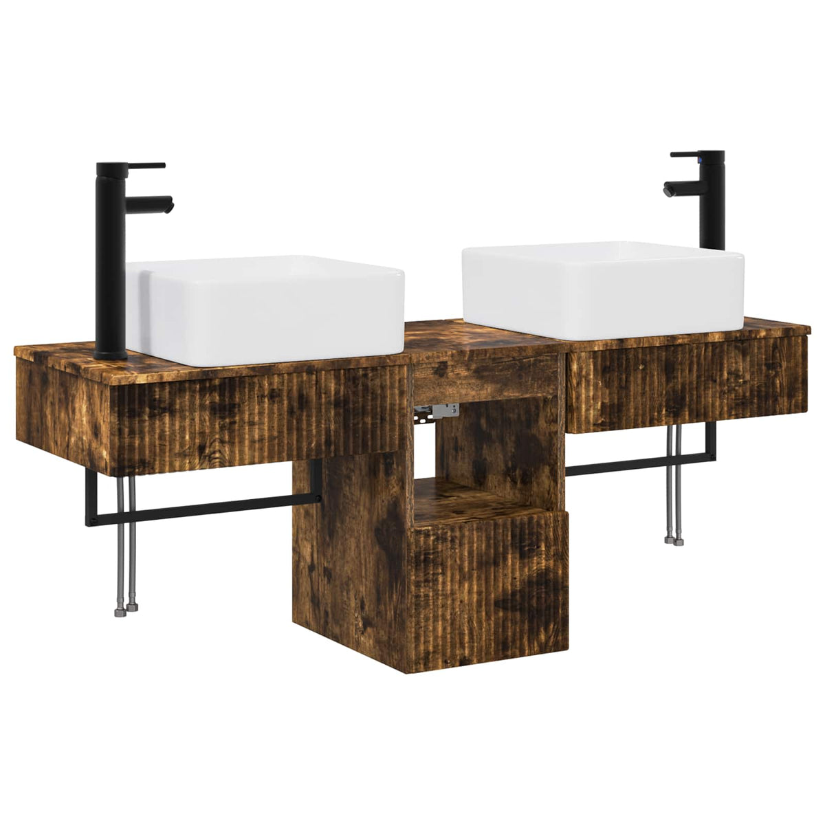 vidaXL Bathroom Cabinet Set 3 pcs Smoked Oak 136 x 35 x 80 cm 2