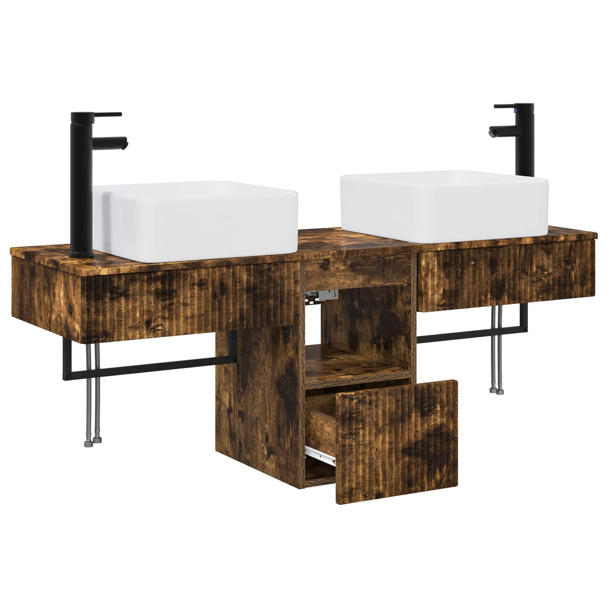 vidaXL Bathroom Cabinet Set 3 pcs Smoked Oak 136 x 35 x 80 cm 4