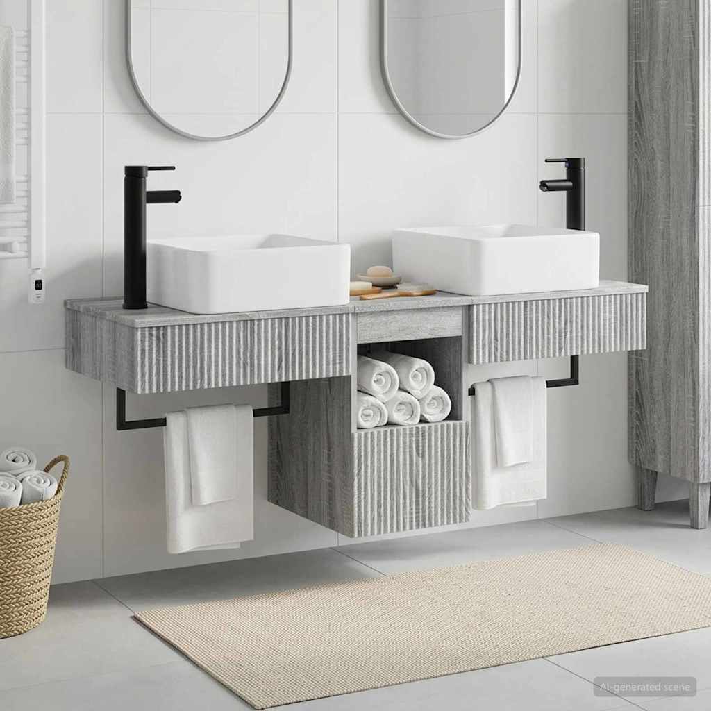 vidaXL Bathroom Cabinet Set 3 pcs Grey Sonoma 136 x 35 x 80 cm 1