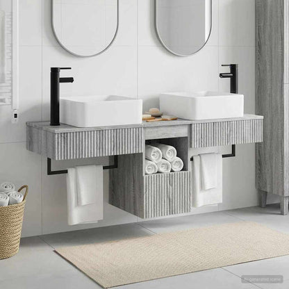 vidaXL Bathroom Cabinet Set 3 pcs Grey Sonoma 136 x 35 x 80 cm 1