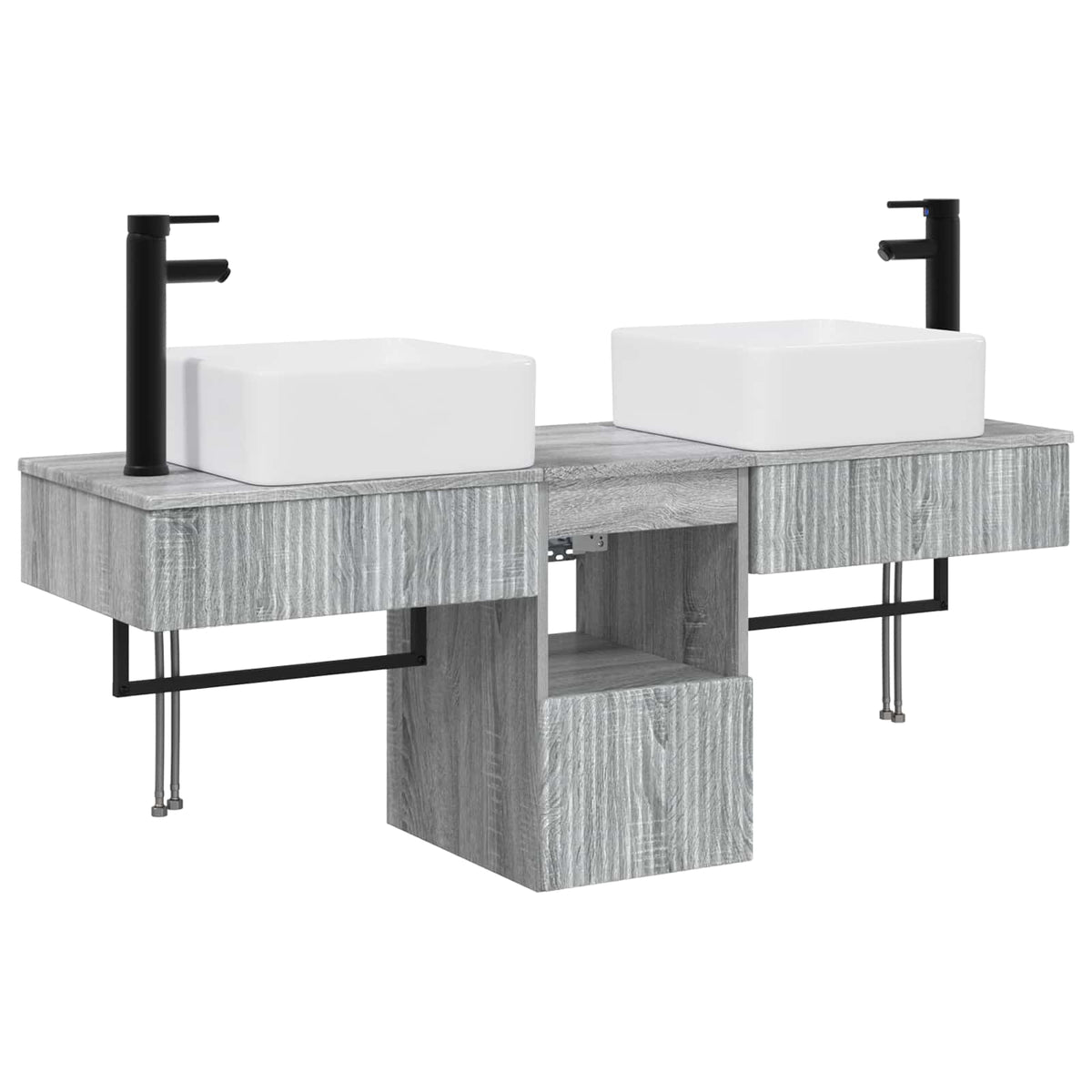 vidaXL Bathroom Cabinet Set 3 pcs Grey Sonoma 136 x 35 x 80 cm 2