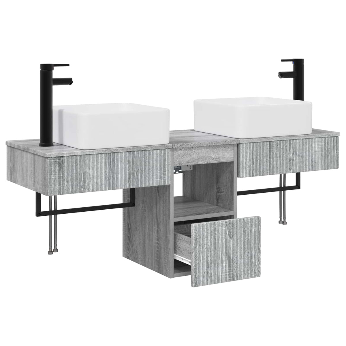 vidaXL Bathroom Cabinet Set 3 pcs Grey Sonoma 136 x 35 x 80 cm 4